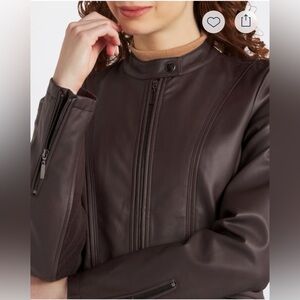 NWOT Faux Leather Brown Jacket